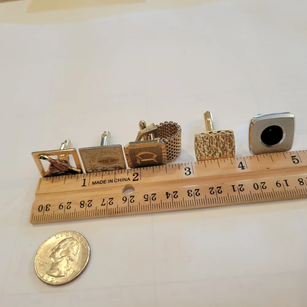 5 Non-Matching Vintage Cuff Links ~ MCM ~ Retro ~ Re-purpose ~ SWANK
